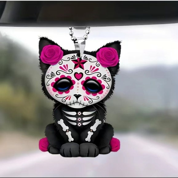 CLEARANCE Sugar Skull rearview mirror decoration - Picture 2 of 6